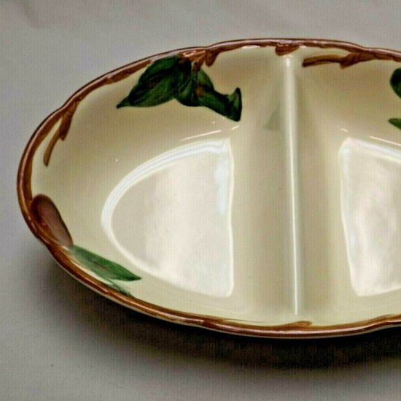 Franciscan Earthenware Hand Painted Apple Divided Oval Vegetable Bowl USA 63-71 - Picture 12 of 13